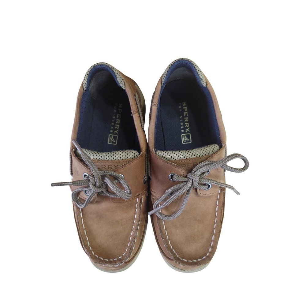 Sperry Top-Sider Kids Billfish Tan Leather Mesh Boat Shoes YB46122A Size 2M - Picture 2 of 8
